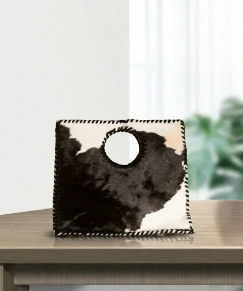 Natural Dark Brown & White Hair-On Cowhide Leather Bag