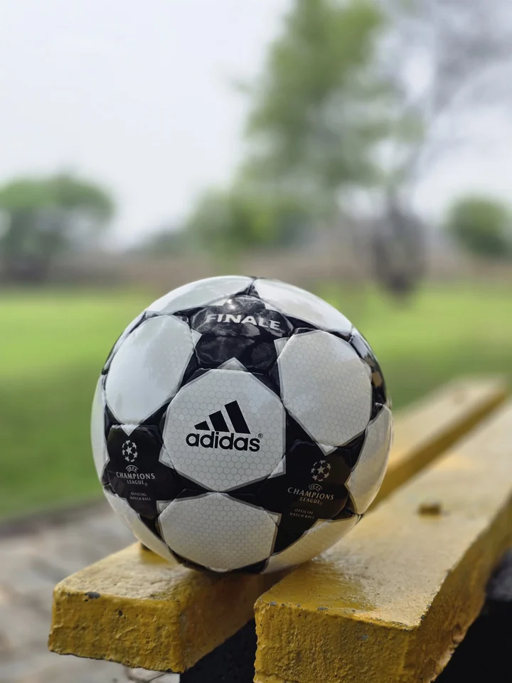 Black Finale-Style Star Hand-Stitched Football side view - black and white handmade football with finale-style star panel graphics
