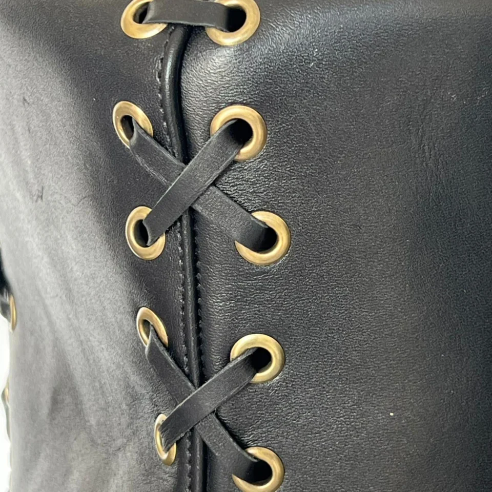 Black Handmade Leather Festival Top Hat Style 096 gallery view 05 - black costume top hat with structured crown