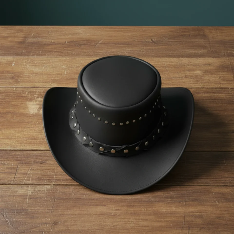 Black Studded Western Top Hat gallery view 5 - black tall top hat / western top hat