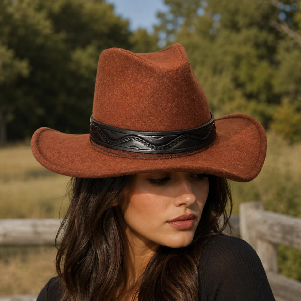Black Handmade Leather Festival Top Hat Style 195 front view - black costume top hat with structured crown