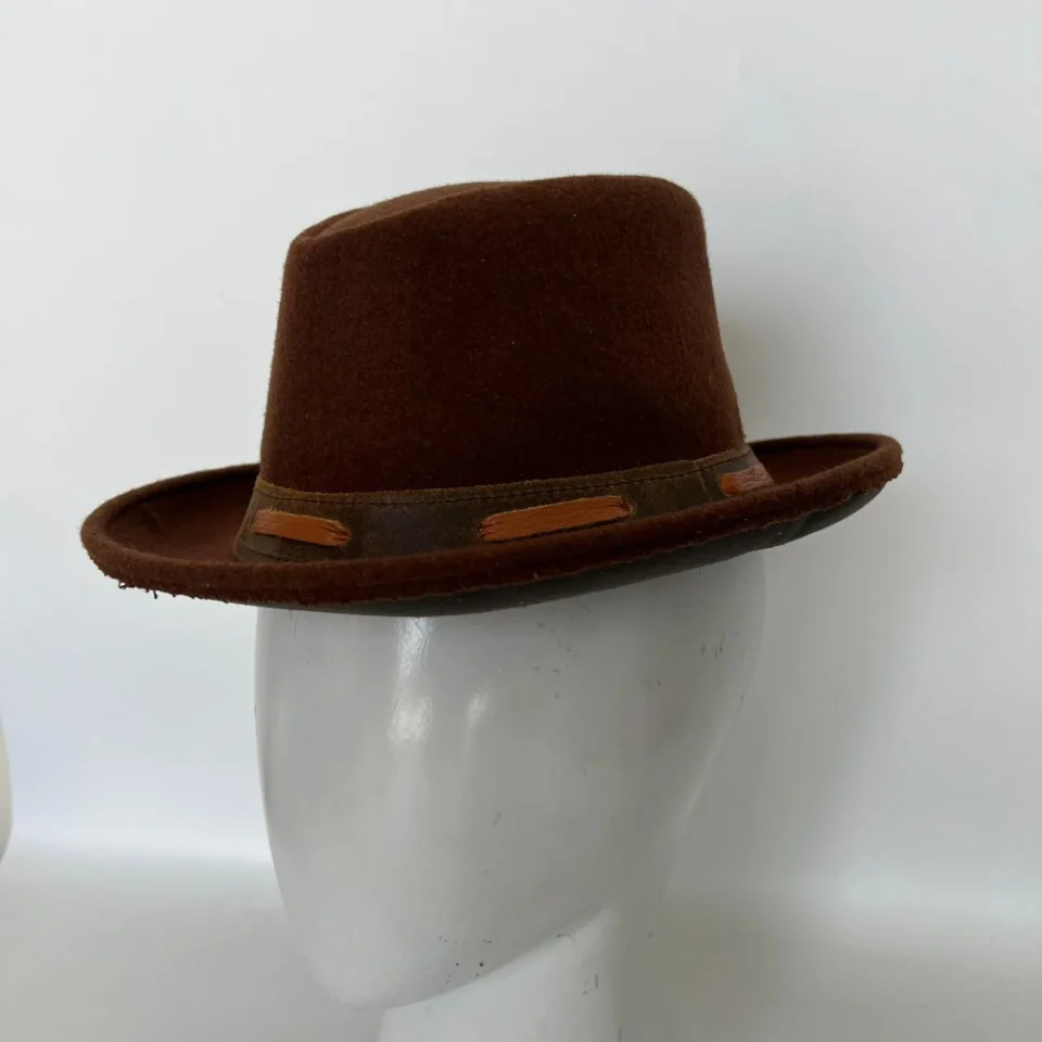 Vintage Brown Western Top Hat gallery view 5 - brown tall top hat / western top hat