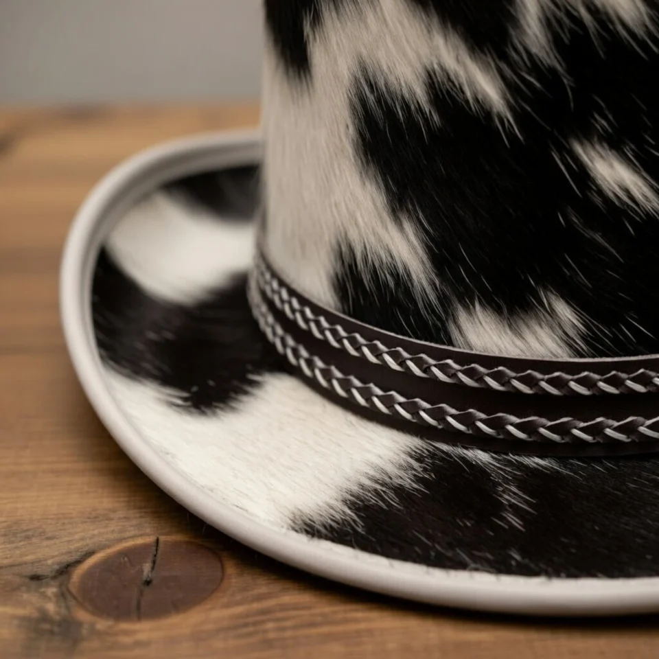 Black Handmade Leather Gothic Top Hat Style 055 three quarter view - black gothic top hat with structured crown