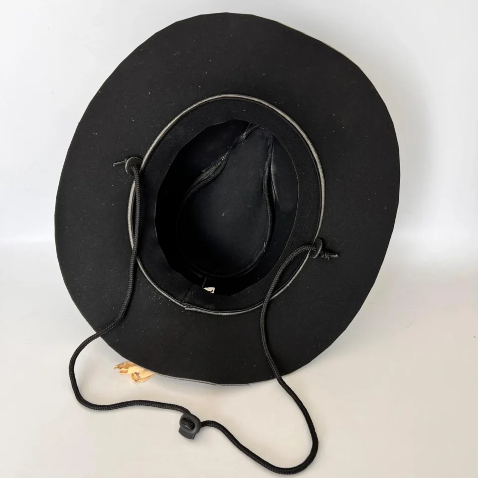 Black Handmade Leather Gothic Top Hat Style 088 side view - black gothic top hat with structured crown