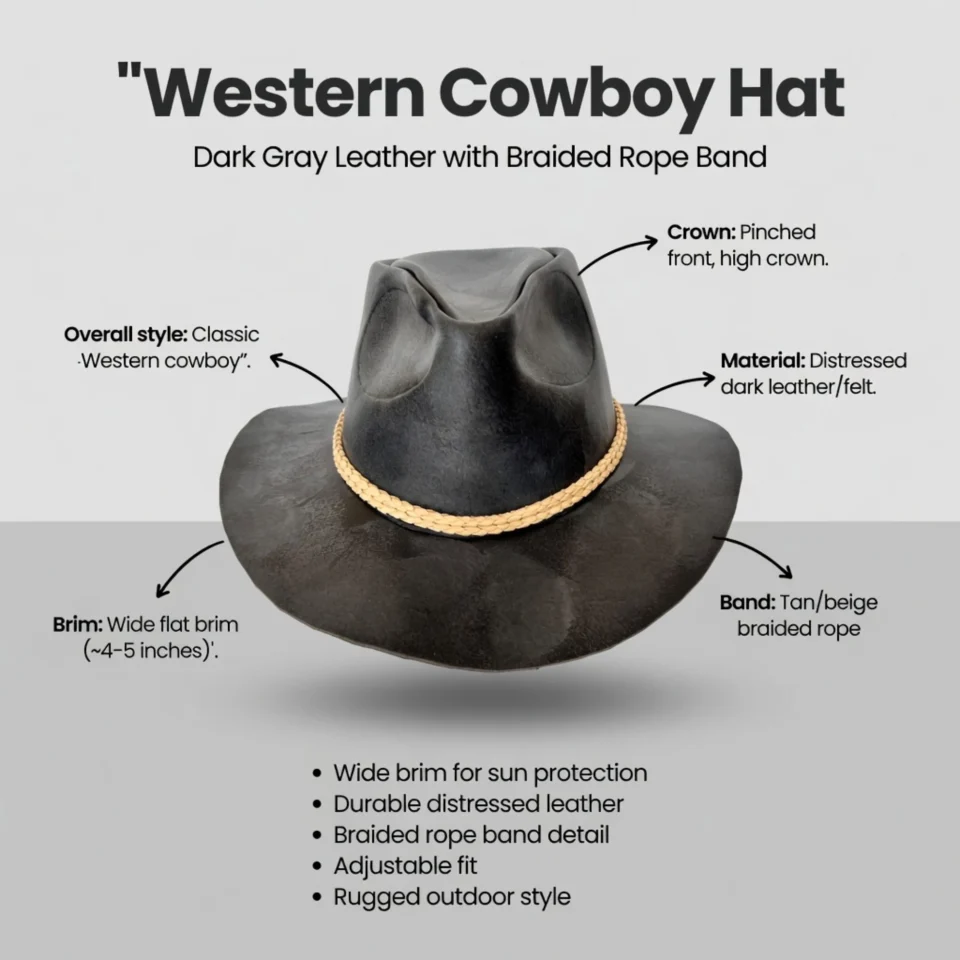 Black Handmade Leather Gothic Top Hat Style 088 three quarter view - black gothic top hat with structured crown