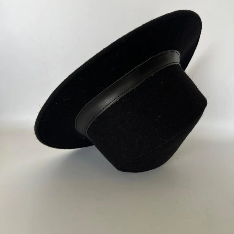 Black Wool Felt Top Hat gallery view 7 - black tall top hat / western top hat