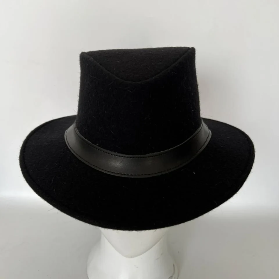 Black Wool Felt Top Hat gallery view 8 - black tall top hat / western top hat