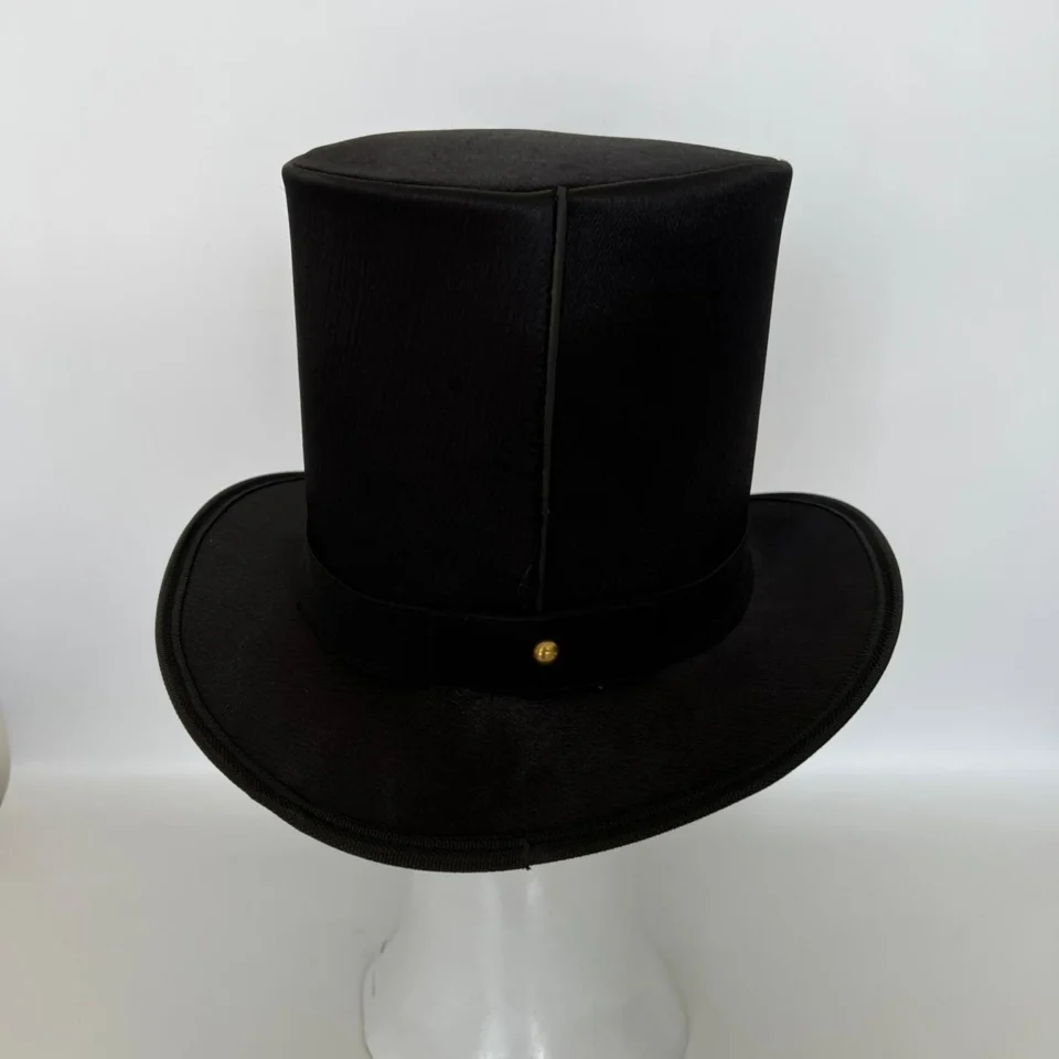 Classic Black Felt Top Hat back view - black tall top hat / western top hat