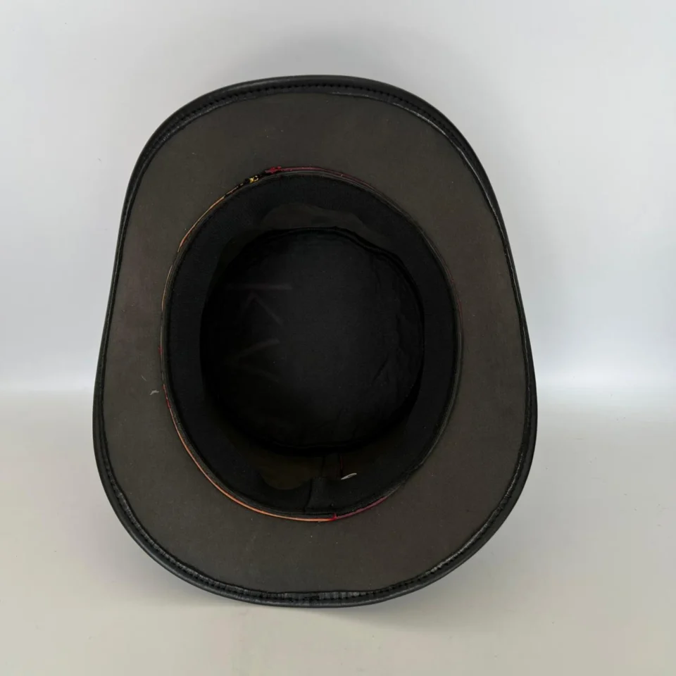 Classic Black Felt Top Hat side view - black tall top hat / western top hat