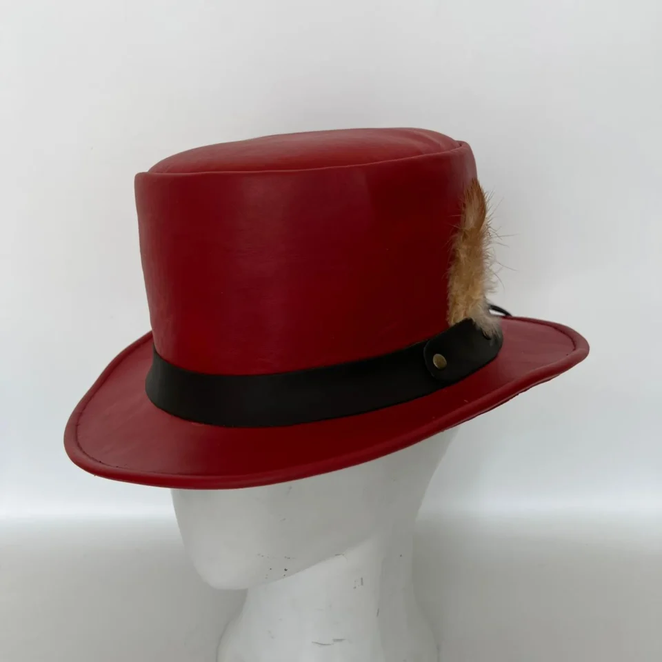 Red Tall Crown Top Hat gallery view 6 - red tall top hat / western top hat