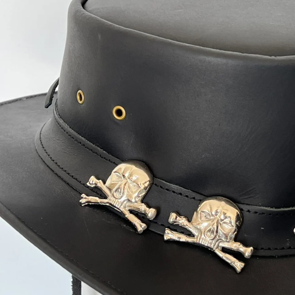 Black Western Top Hat with Eyelets gallery view 5 - black tall top hat / western top hat