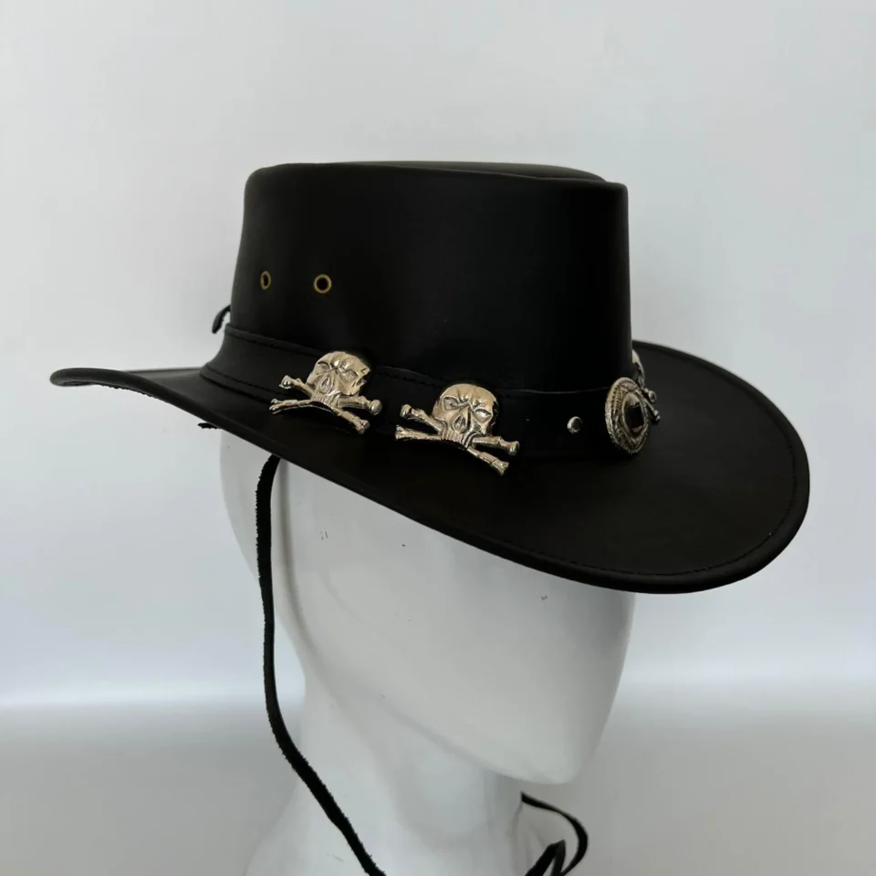 Black Western Top Hat with Eyelets gallery view 6 - black tall top hat / western top hat