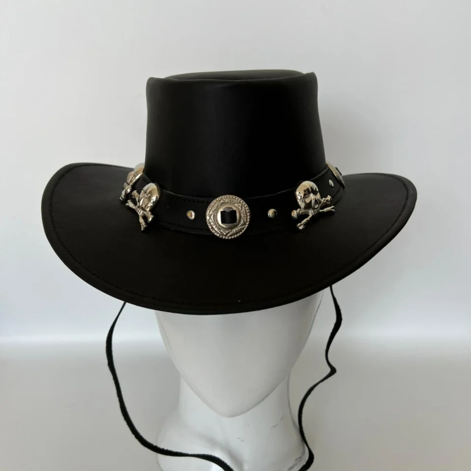 Black Western Top Hat with Eyelets gallery view 7 - black tall top hat / western top hat