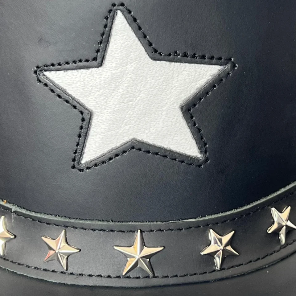 Black Handmade Leather Steampunk Top Hat Style 083 gallery view 09 - black steampunk top hat with structured crown