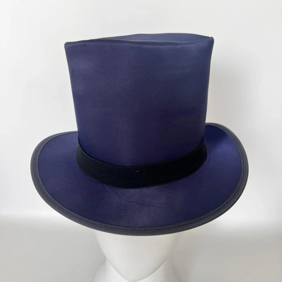 Black Handmade Leather Steampunk Top Hat Style 086 gallery view 06 - black steampunk top hat with structured crown