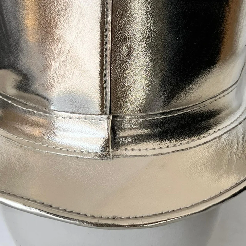 Black Handmade Leather Steampunk Top Hat Style 089 side view - black steampunk top hat with structured crown