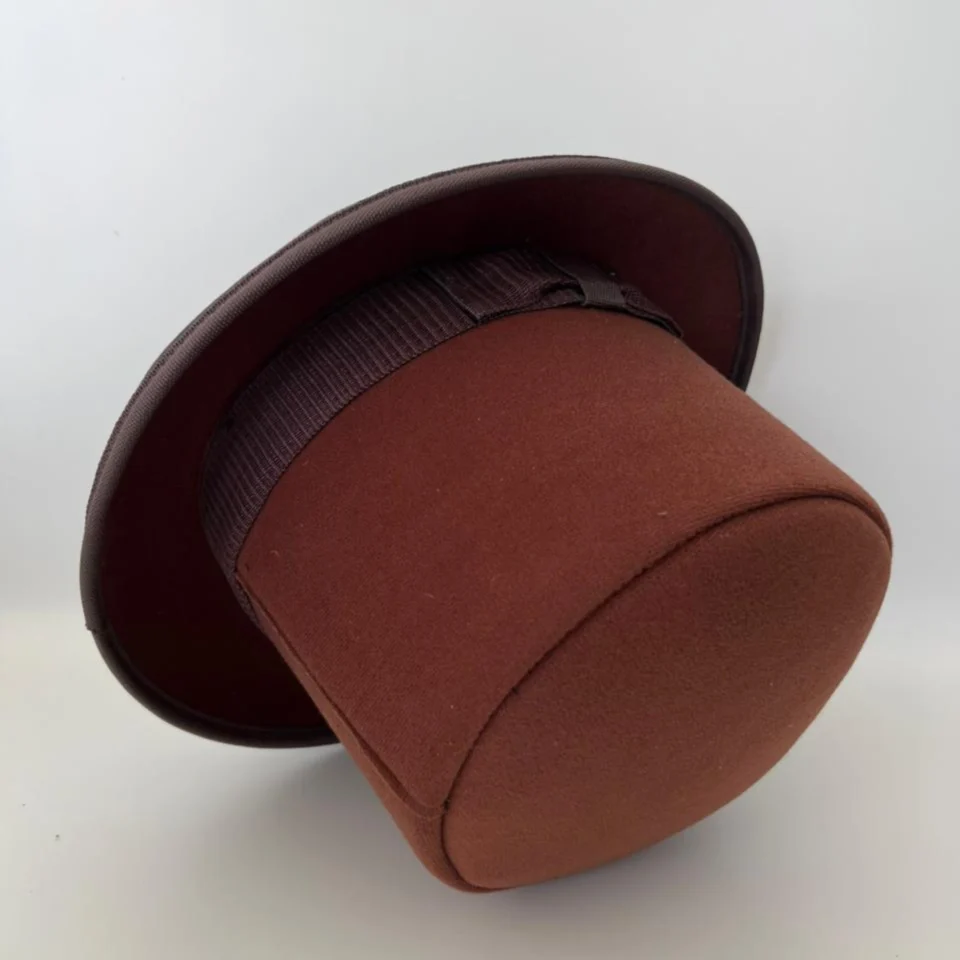 Black Handmade Leather Steampunk Top Hat Style 110 gallery view 06 - black steampunk top hat with structured crown