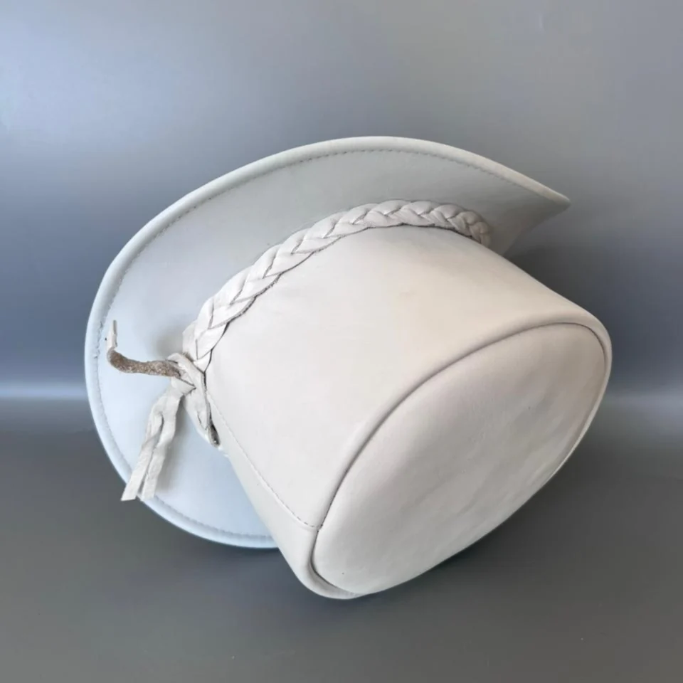 White Top Hat with Braided Band gallery view 6 - white top hat with white braided band