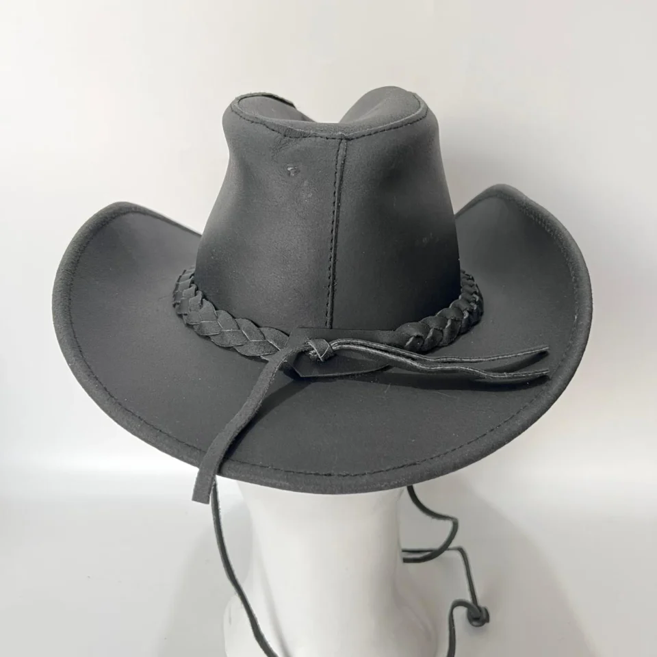 Charcoal Western Top Hat with Braided Band gallery view 5 - charcoal gray / black tall top hat / western top hat