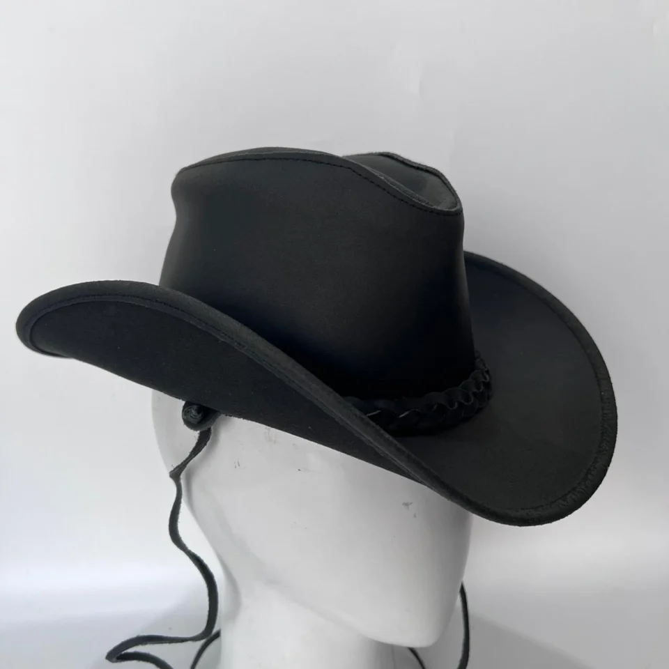 Charcoal Western Top Hat with Braided Band gallery view 7 - charcoal gray / black tall top hat / western top hat