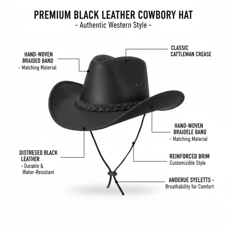 Charcoal Western Top Hat with Braided Band three-quarter view - charcoal gray / black tall top hat / western top hat