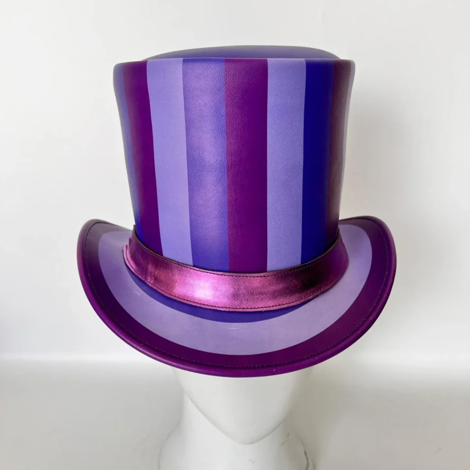 Purple Striped Top Hat gallery view 5 - purple with black brim/interior tall top hat / western top hat