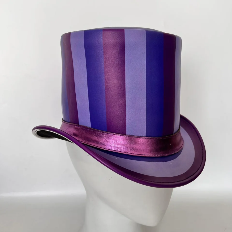 Purple Striped Top Hat gallery view 6 - purple with black brim/interior tall top hat / western top hat