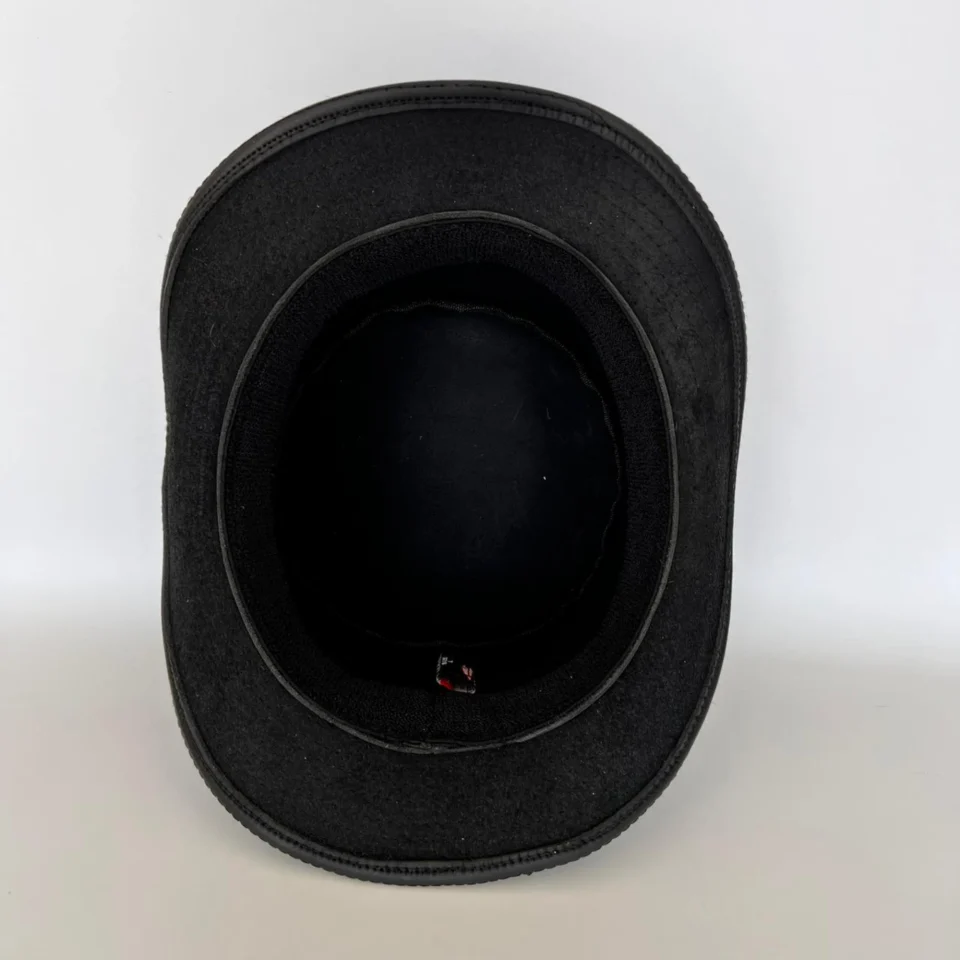 Refined Black Leather-Look Top Hat detail view - black / dark charcoal tall top hat / western top hat
