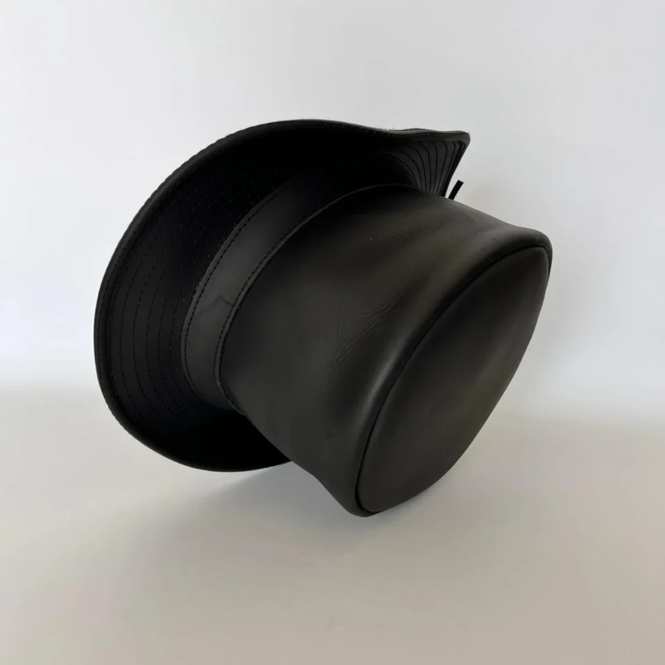 Refined Black Leather-Look Top Hat gallery view 5 - black / dark charcoal tall top hat / western top hat
