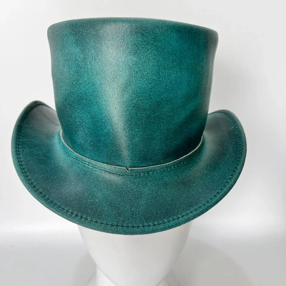 Teal Leather-Look Top Hat gallery view 5 - teal / turquoise tall top hat / western top hat