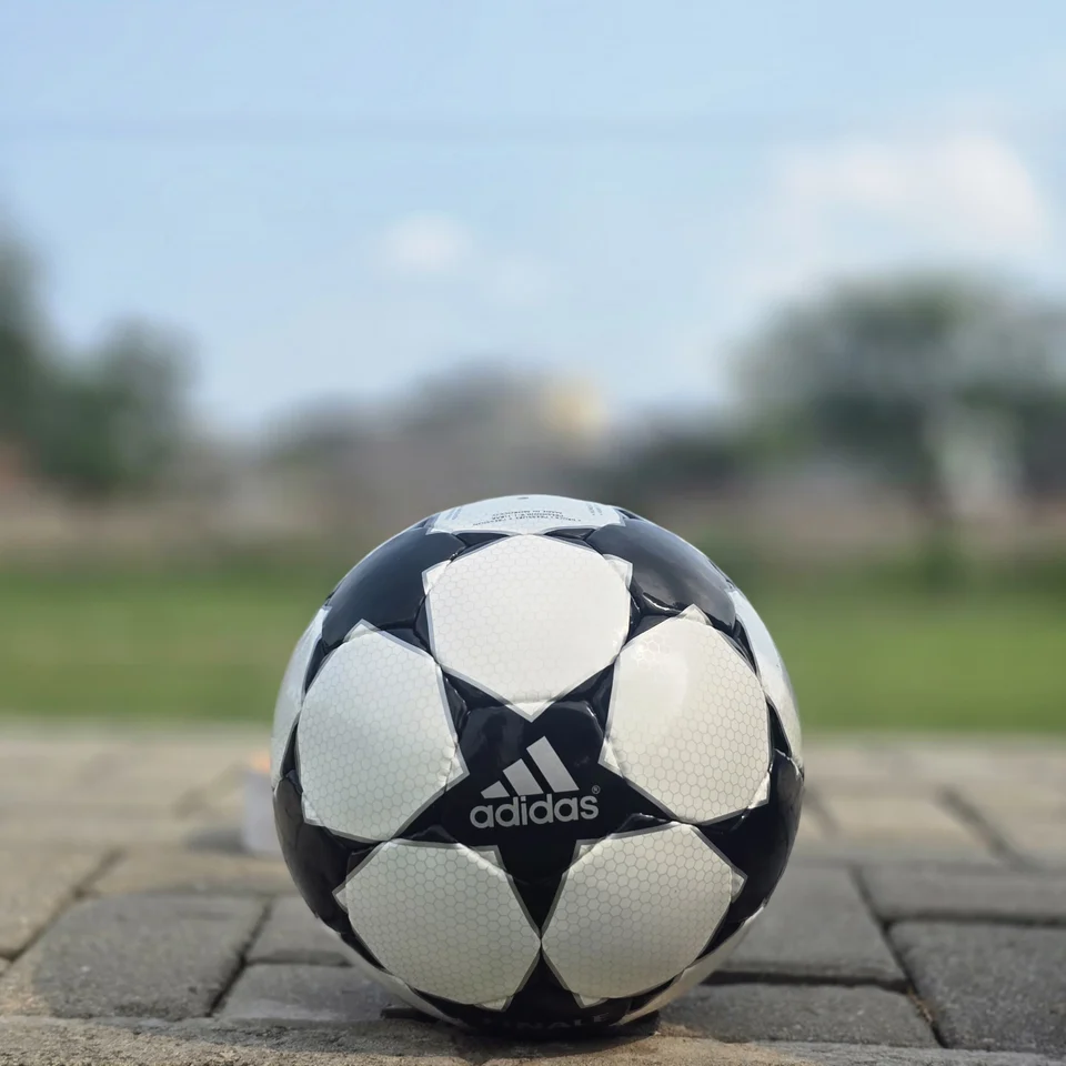 Black White Finale-Style Hand-Stitched Football side view - black and white handmade football with finale-style star graphics
