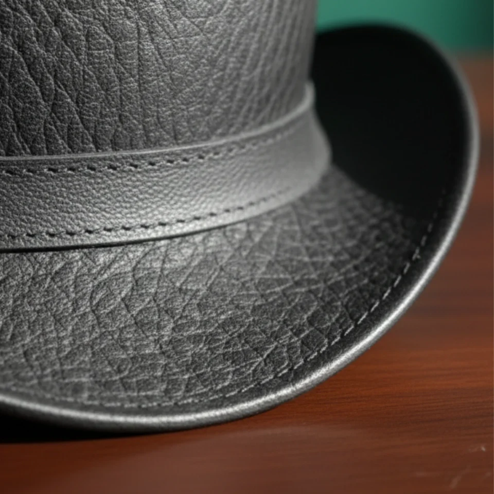 Blue Handmade Leather Festival Top Hat Style 035 three quarter view - blue costume top hat with structured crown