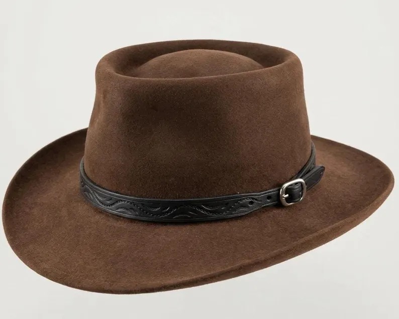Brown Genuine Leather Spaghetti Western Cowboy Hat featured view