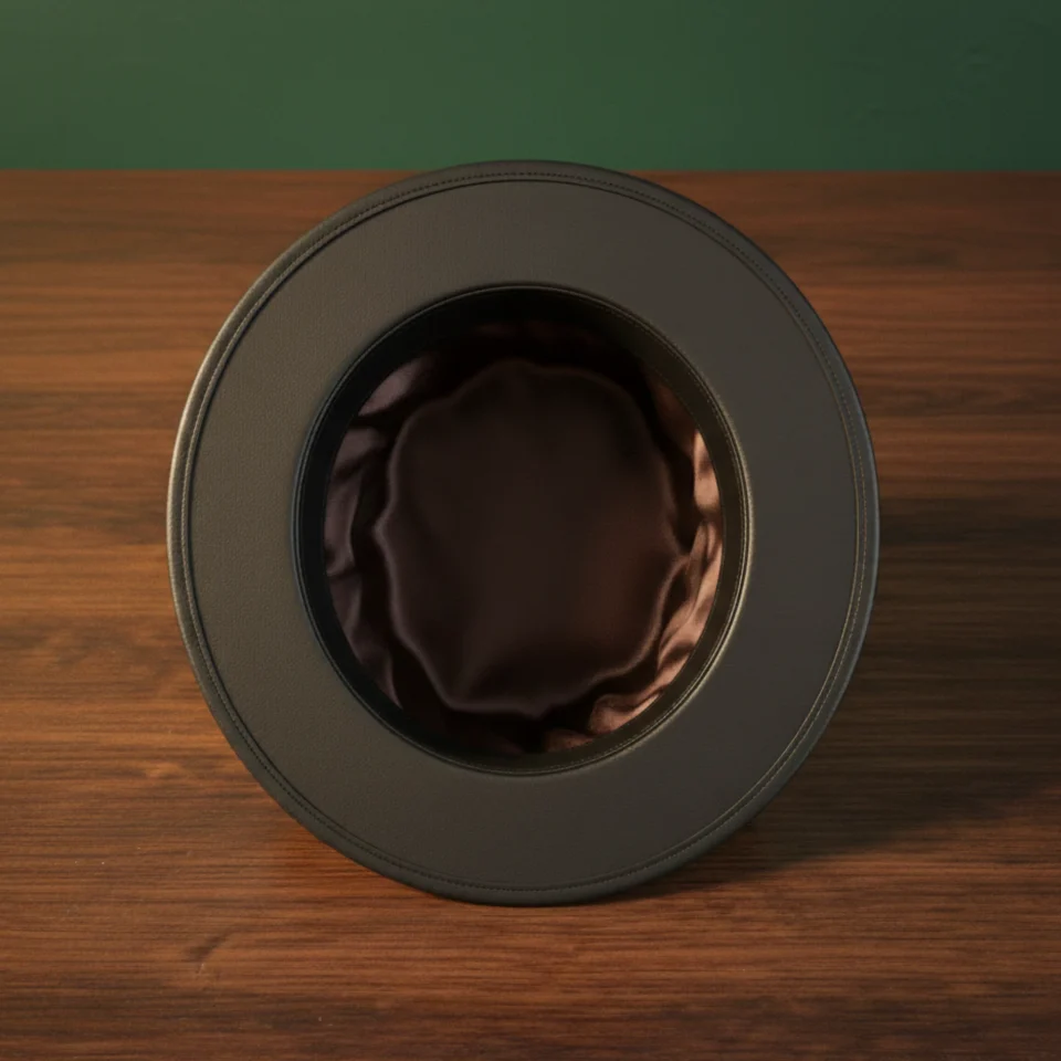 Dark Brown Rivet Top Hat three-quarter view - dark brown top hat