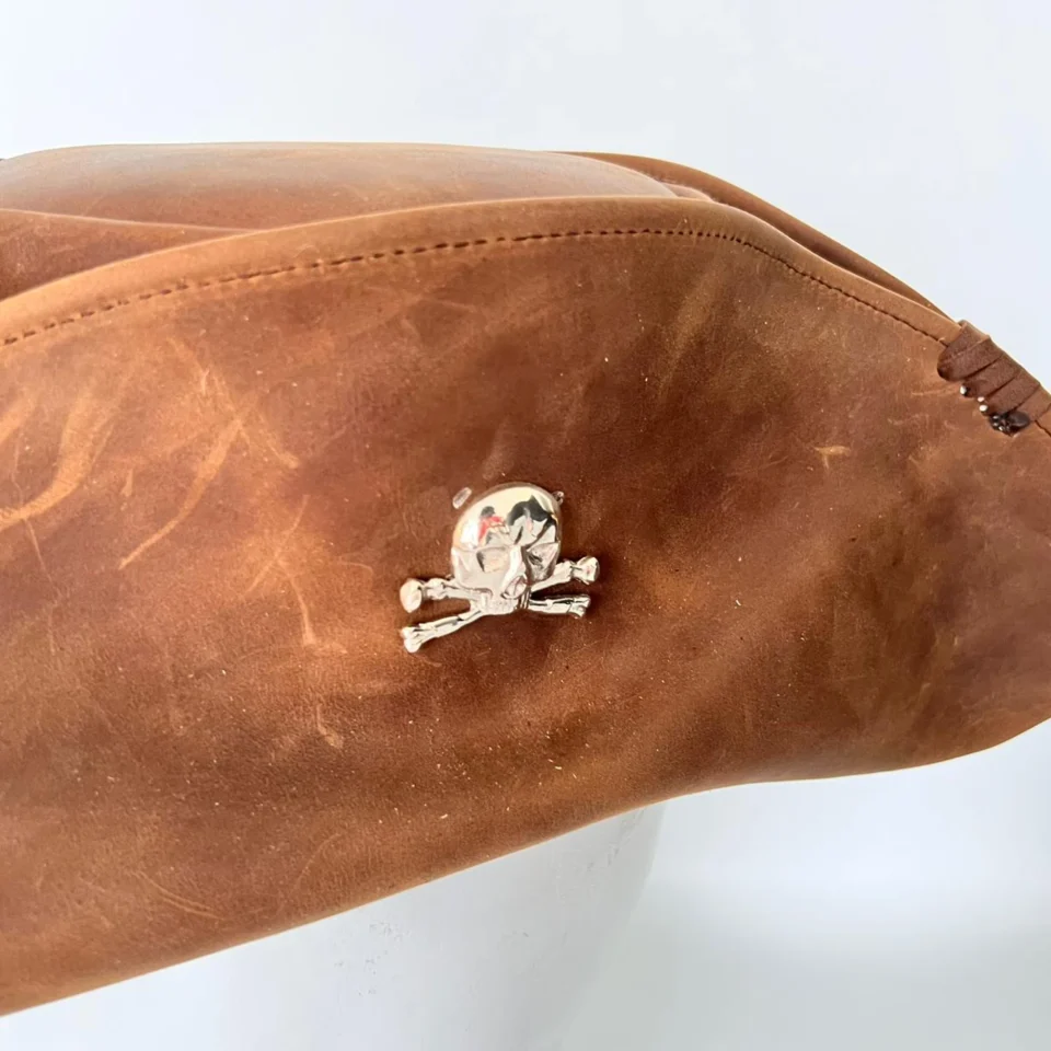 Brown Leather Tricorn Hat gallery view 6 - brown tricorn / tricorne-inspired leather hat