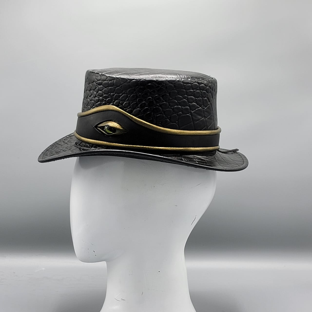 Cowhide Pattern Genuine Leather Western Cowboy Hat with Braided Hatband featured view