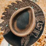Cowhide Pattern Genuine Leather Western Cowboy Hat with Braided Hatband - Style 131 side angle
