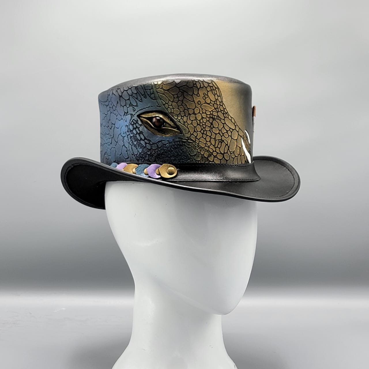 Cowhide Pattern Genuine Leather Western Cowboy Hat with Braided Hatband - Style 233 featured view