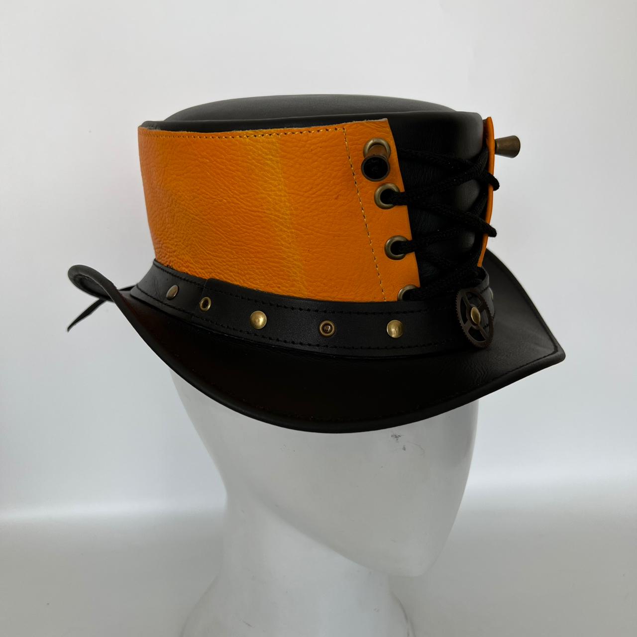 Cowhide Pattern Genuine Leather Western Cowboy Hat with Cowhide Pattern back view