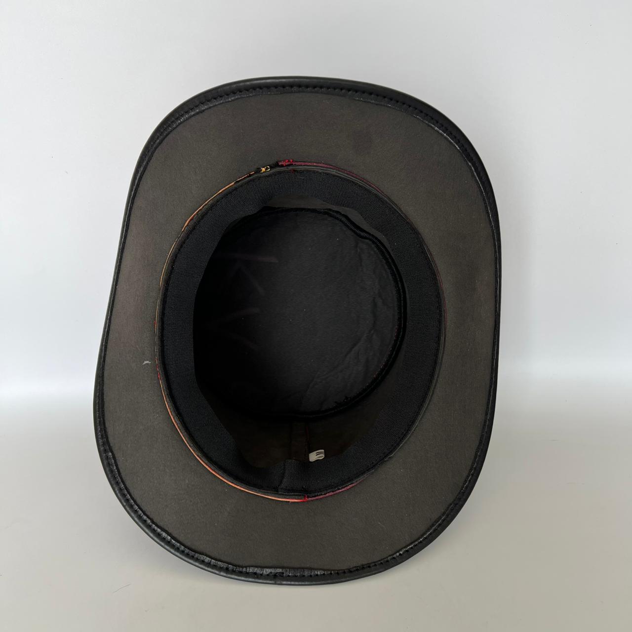 Cowhide Pattern Genuine Leather Western Cowboy Hat with Cowhide Pattern - Style 003 back view