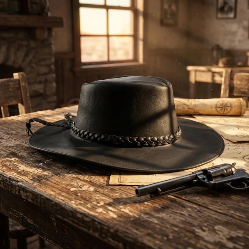 Cowhide Pattern Genuine Leather Western Cowboy Hat with Cowhide Pattern - Style 076 featured view