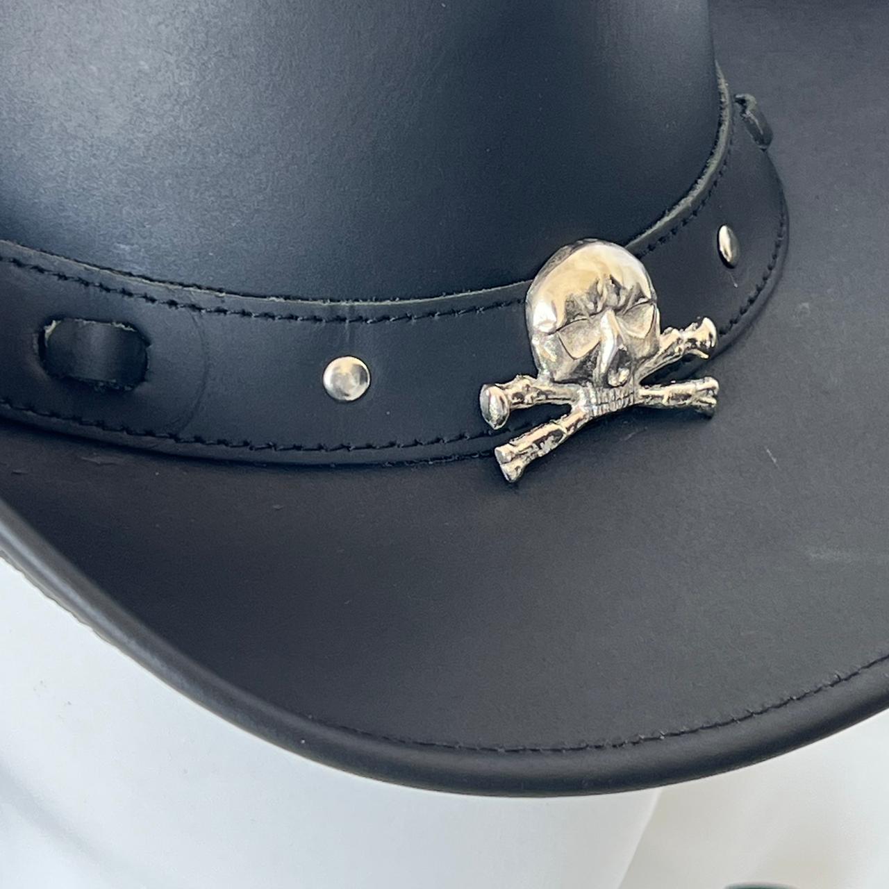 Cowhide Pattern Genuine Leather Western Cowboy Hat with Cowhide Pattern - Style 083 back view