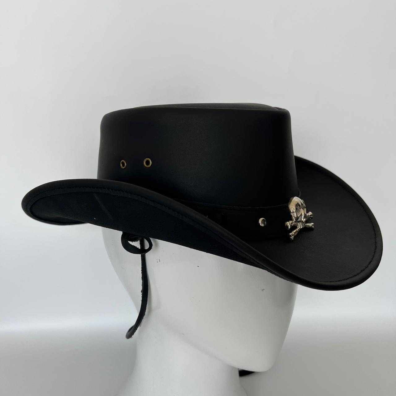 Cowhide Pattern Genuine Leather Western Cowboy Hat with Cowhide Pattern - Style 083 detail view