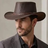 Cowhide Pattern Genuine Leather Western Cowboy Hat with Cowhide Pattern - Style 095 featured view