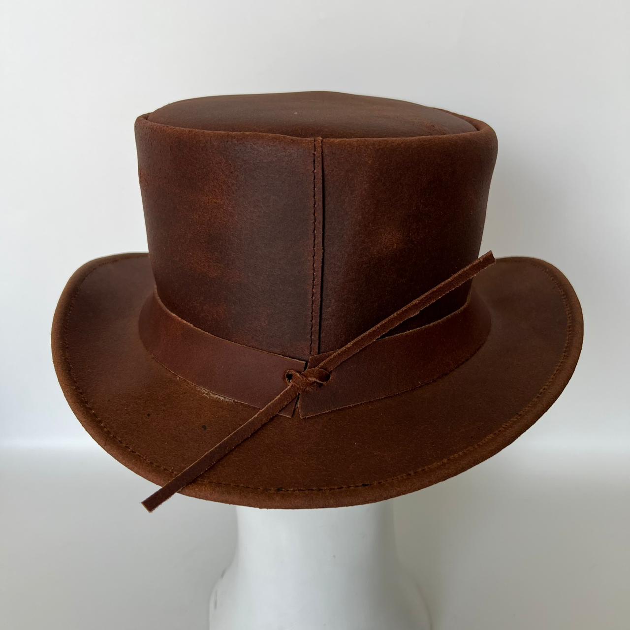 Cowhide Pattern Genuine Leather Western Cowboy Hat with Cowhide Pattern - Style 096 detail view