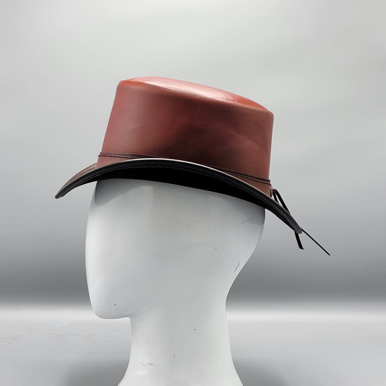 Cowhide Pattern Genuine Leather Western Cowboy Hat with Cowhide Pattern - Style 100 back view