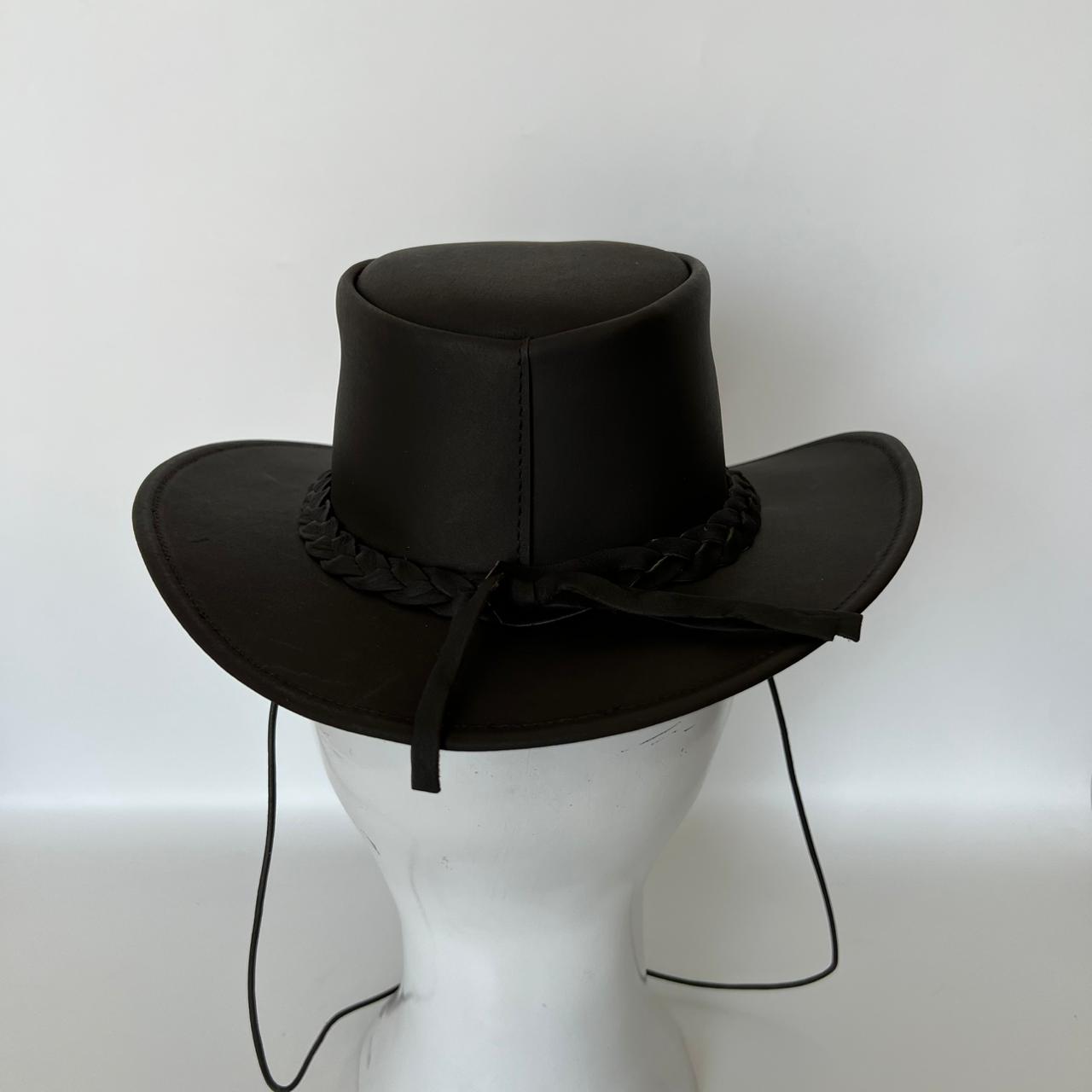 Cowhide Pattern Genuine Leather Western Cowboy Hat with Cowhide Pattern - Style 105 side angle