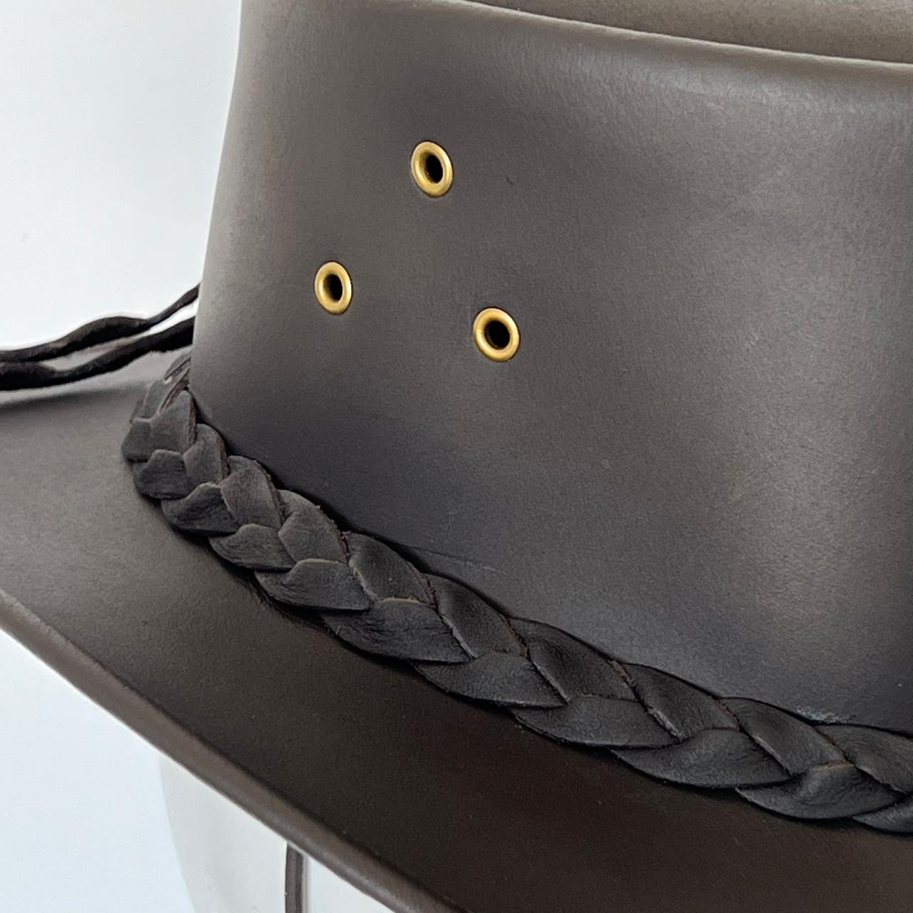 Cowhide Pattern Genuine Leather Western Cowboy Hat with Cowhide Pattern - Style 105 back view