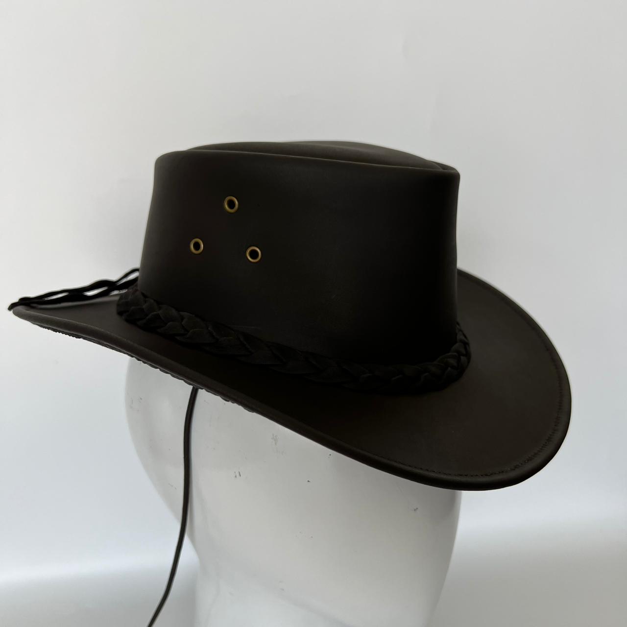 Cowhide Pattern Genuine Leather Western Cowboy Hat with Cowhide Pattern - Style 105 detail view