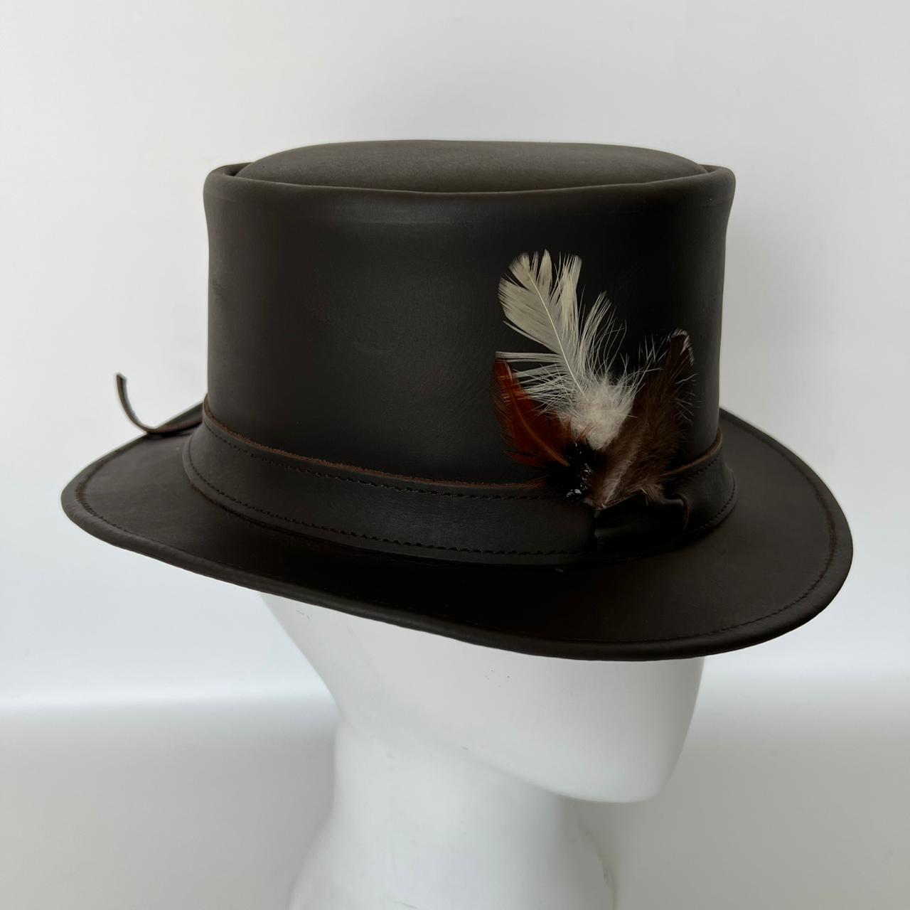 Cowhide Pattern Genuine Leather Western Cowboy Hat with Cowhide Pattern - Style 106 side angle